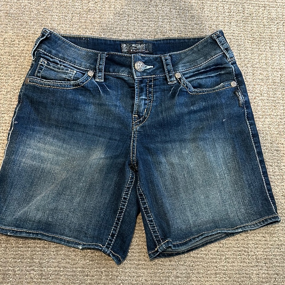 Silver jean shorts